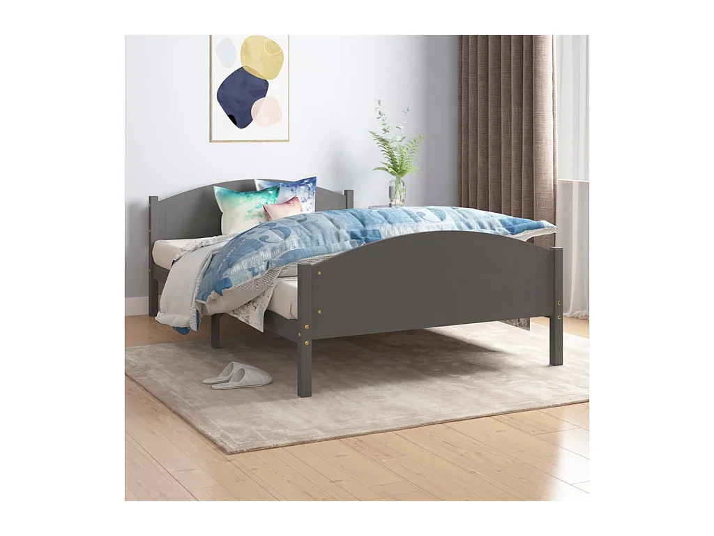 Giroletto senza Materasso Grigio Scuro 120x200 cm Legno Pino