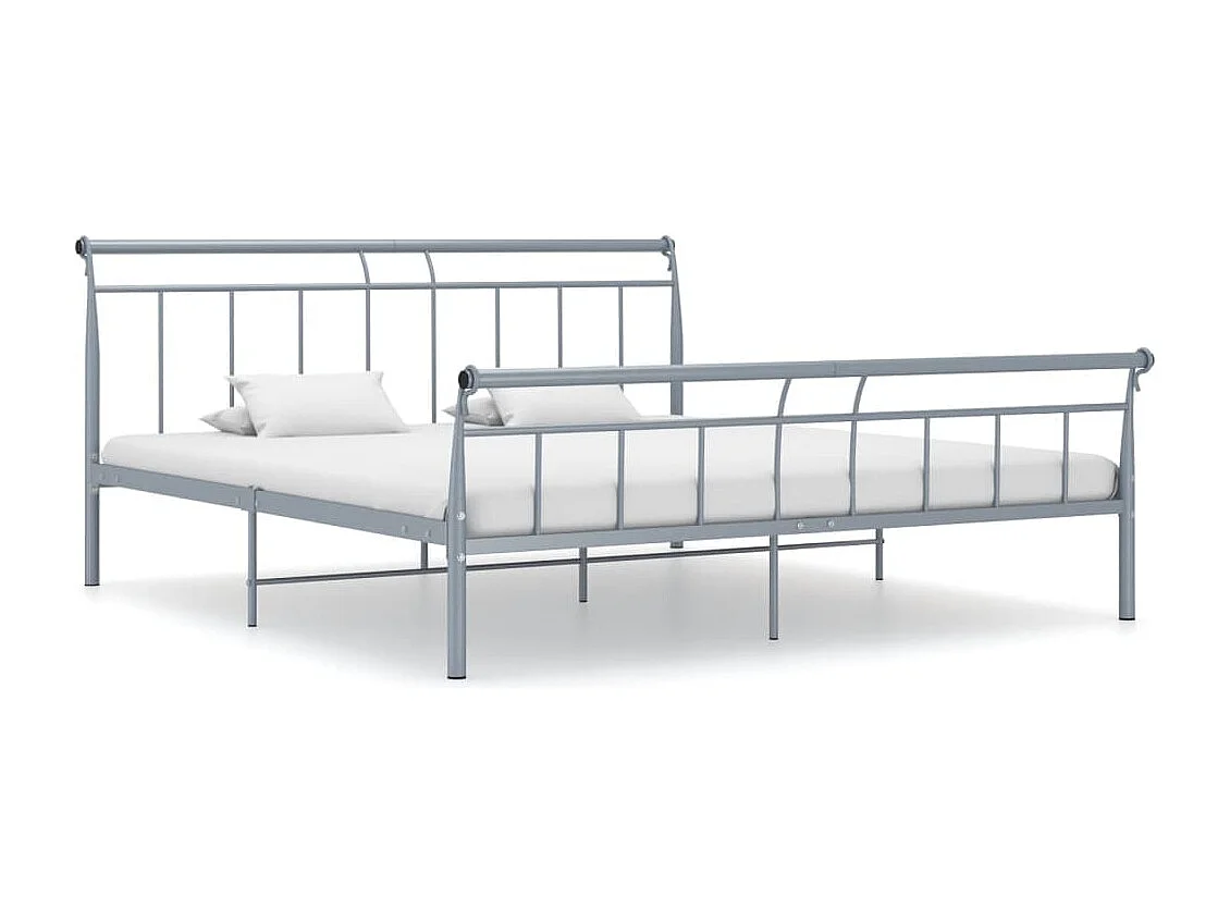 Cadre de lit sans matelas gris métal 180x200 cm