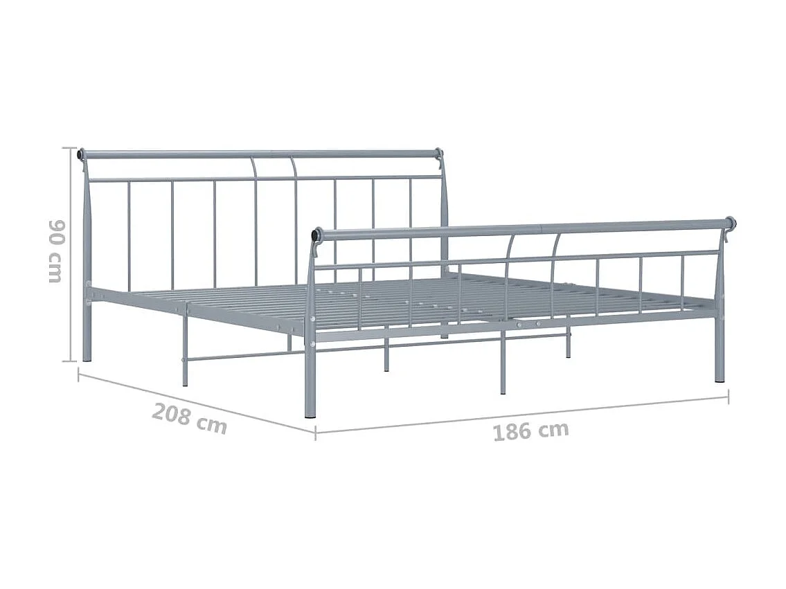 Cadre de lit sans matelas gris métal 180x200 cm