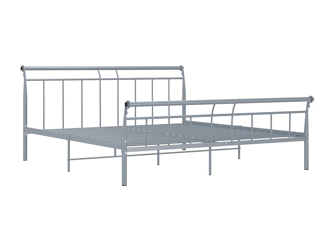 Cadre de lit sans matelas gris métal 180x200 cm