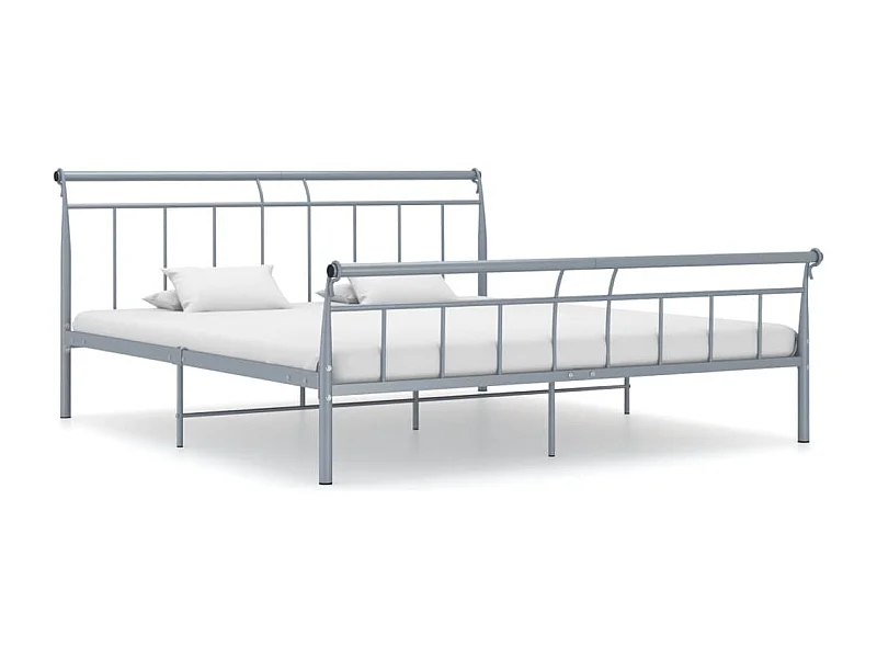 Cadre de lit sans matelas gris métal 180x200 cm