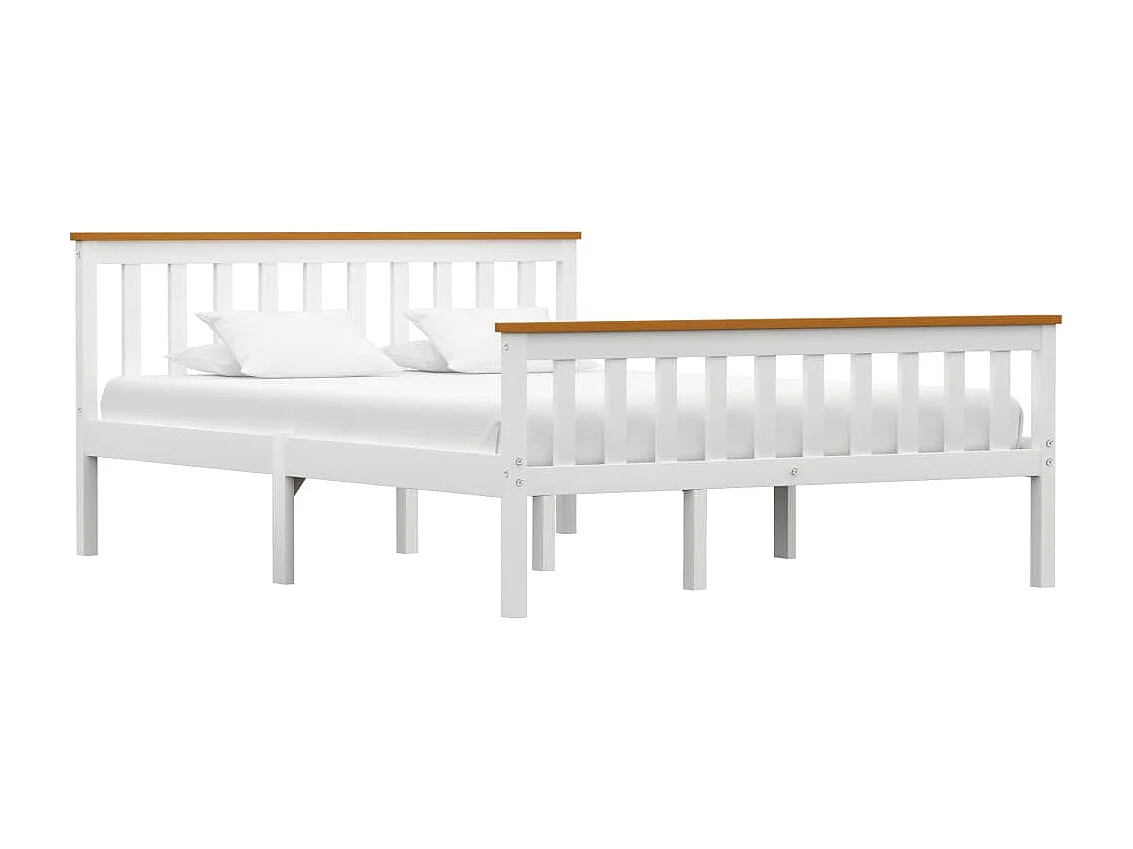 Bedframe massief grenenhout wit 140x200 cm