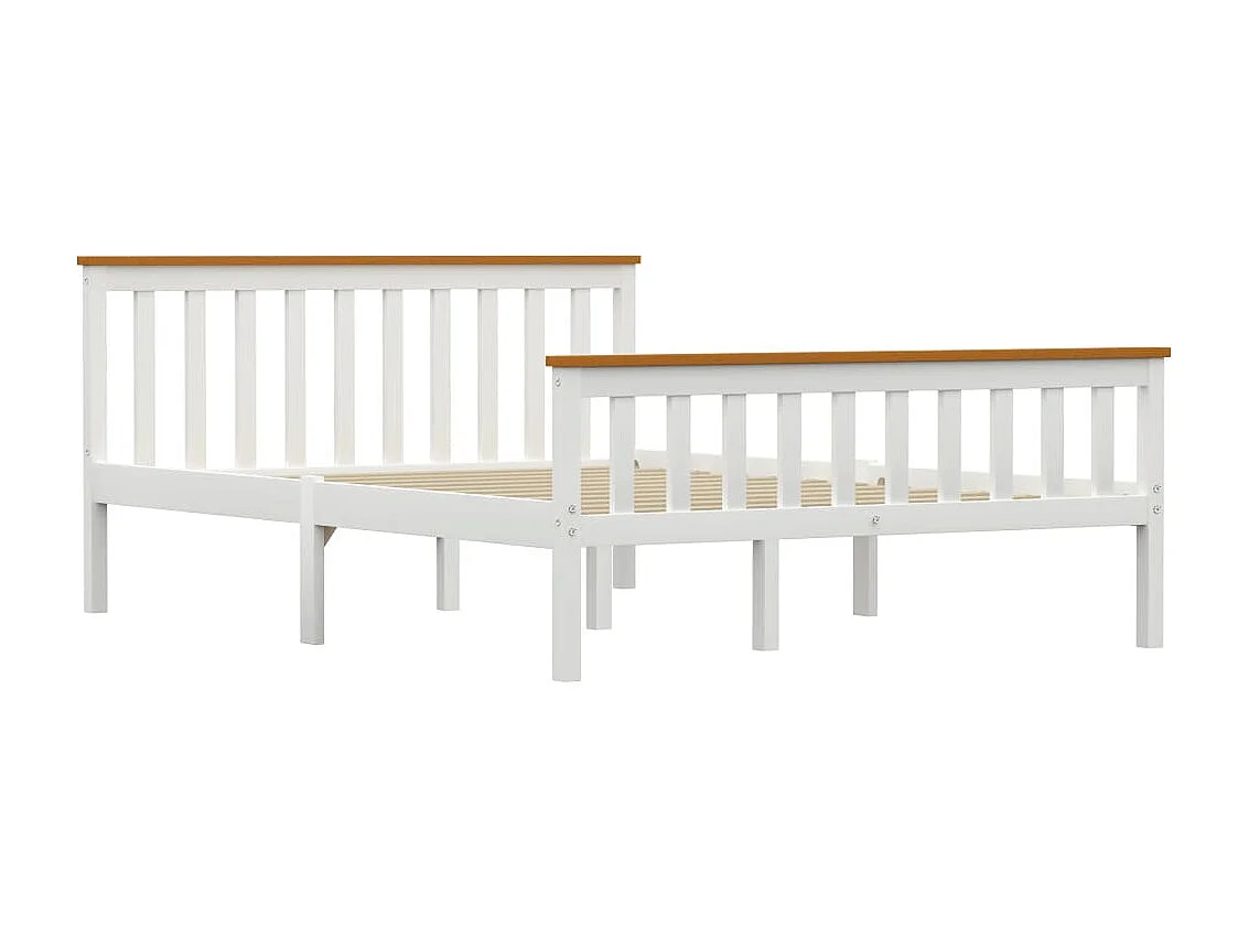Bedframe massief grenenhout wit 140x200 cm