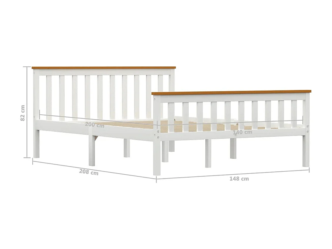 Bedframe massief grenenhout wit 140x200 cm