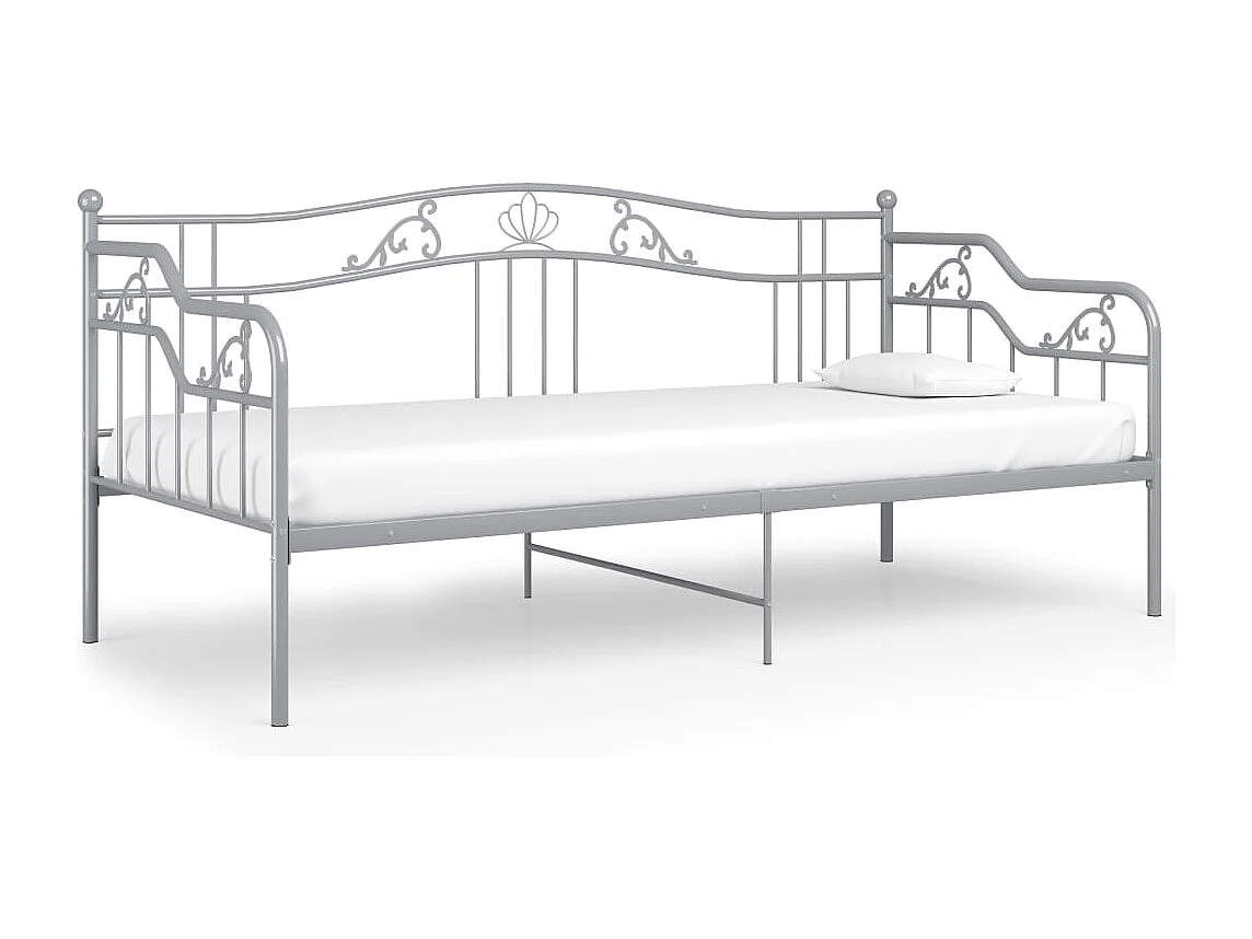 Slaapbank metaal grijs 90x200 cm