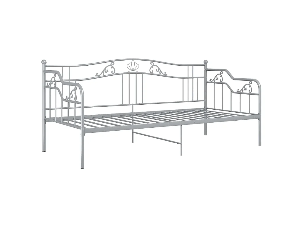 Cadre de canapé-lit sans matelas gris métal 90x200 cm