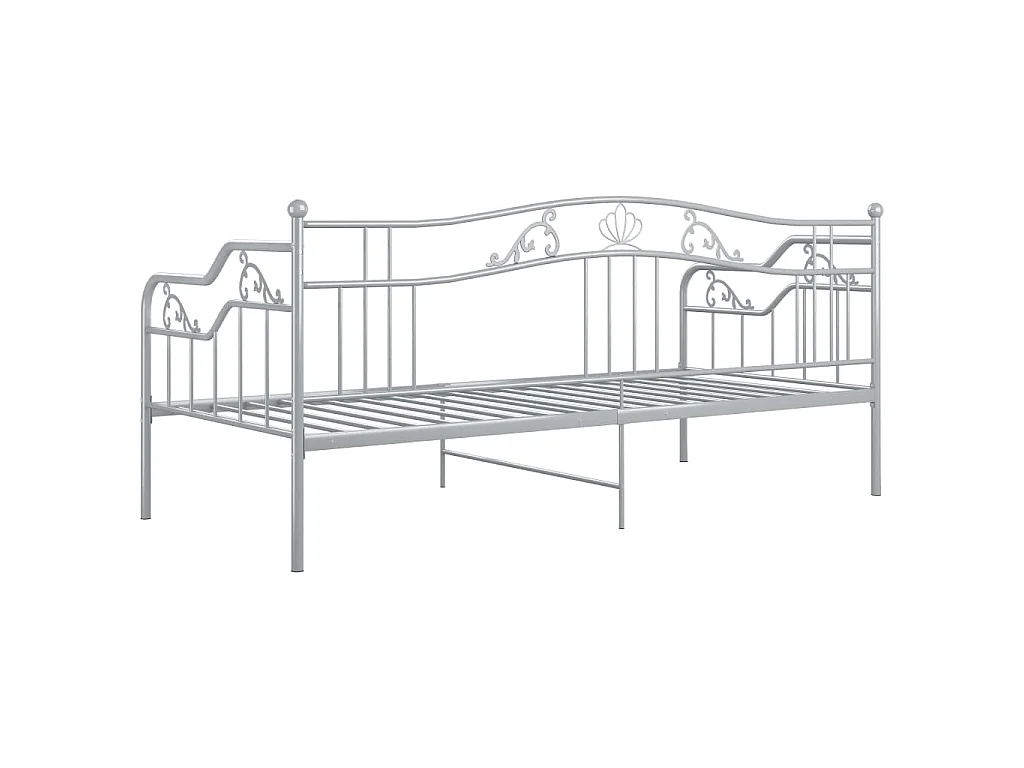 Cadre de canapé-lit sans matelas gris métal 90x200 cm