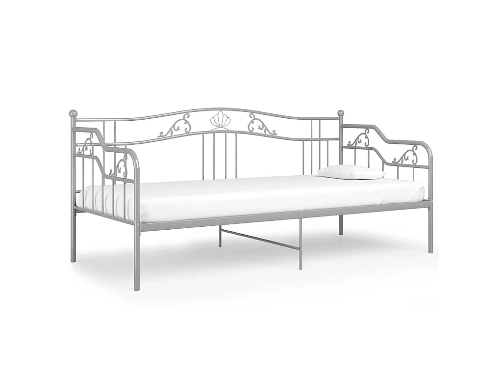 Cadre de canapé-lit sans matelas gris métal 90x200 cm