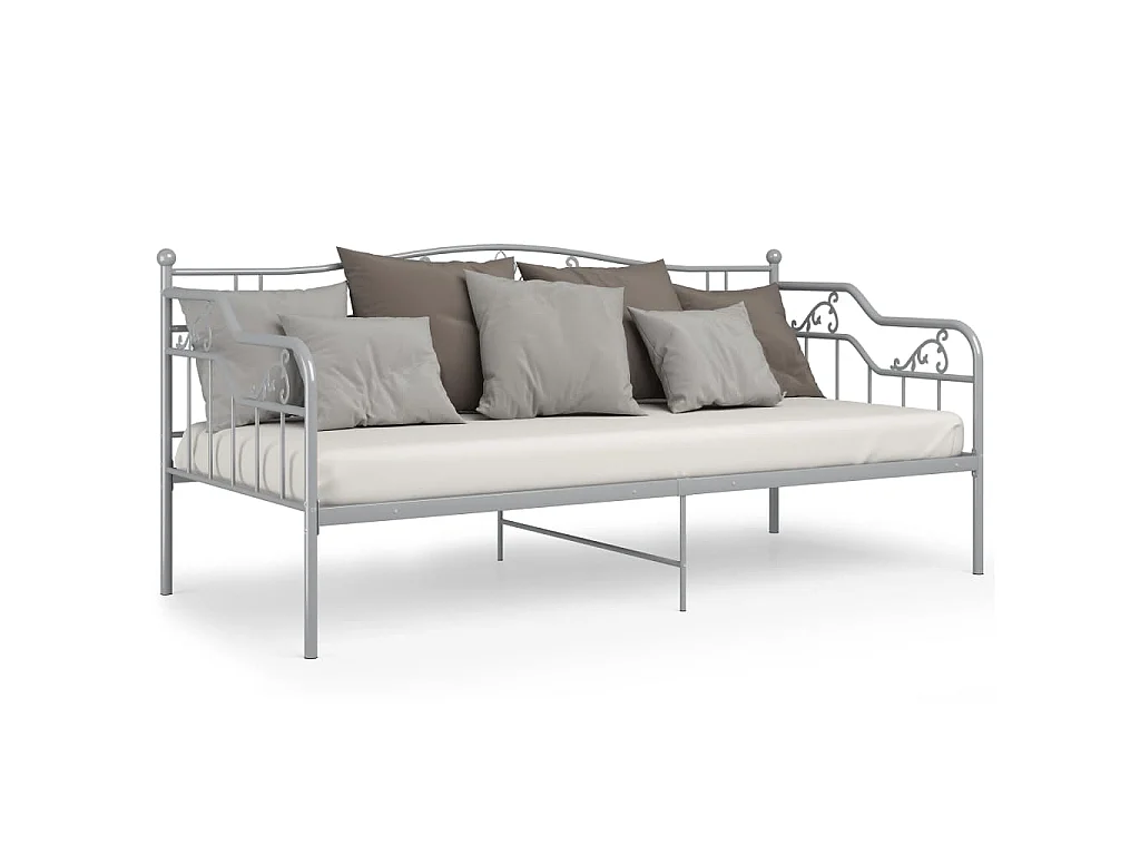 Cadre de canapé-lit sans matelas gris métal 90x200 cm