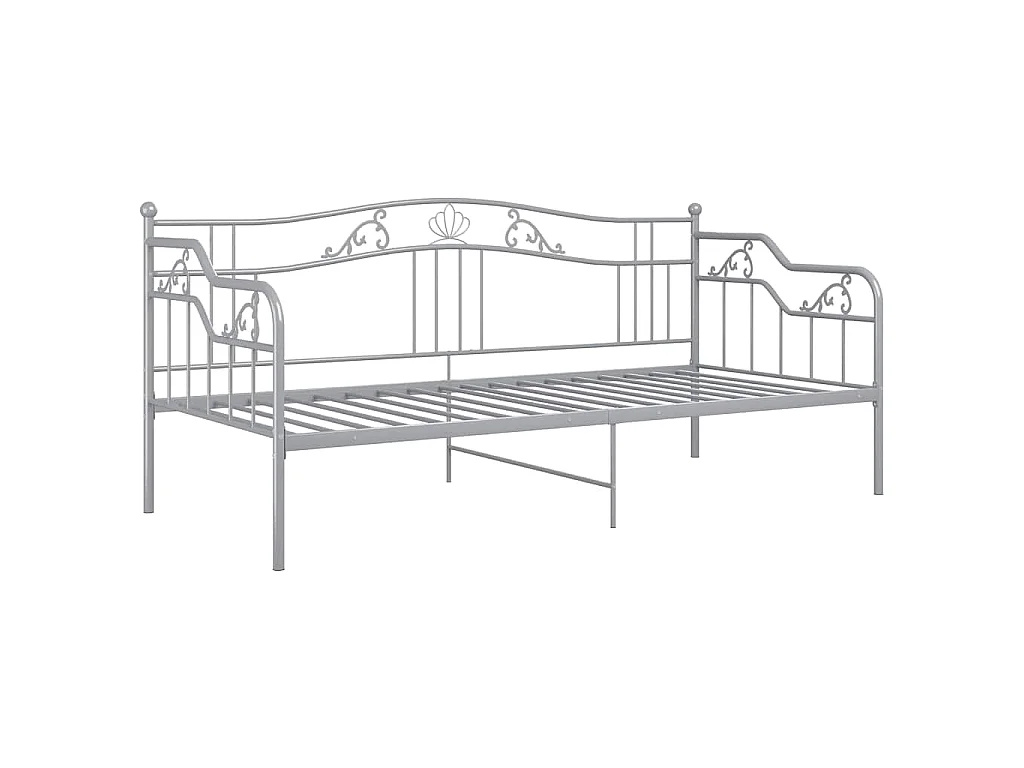 Cadre de canapé-lit sans matelas gris métal 90x200 cm