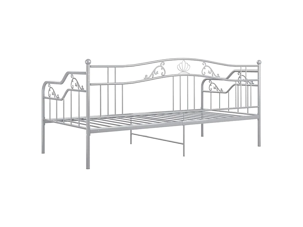 Cadre de canapé-lit sans matelas gris métal 90x200 cm