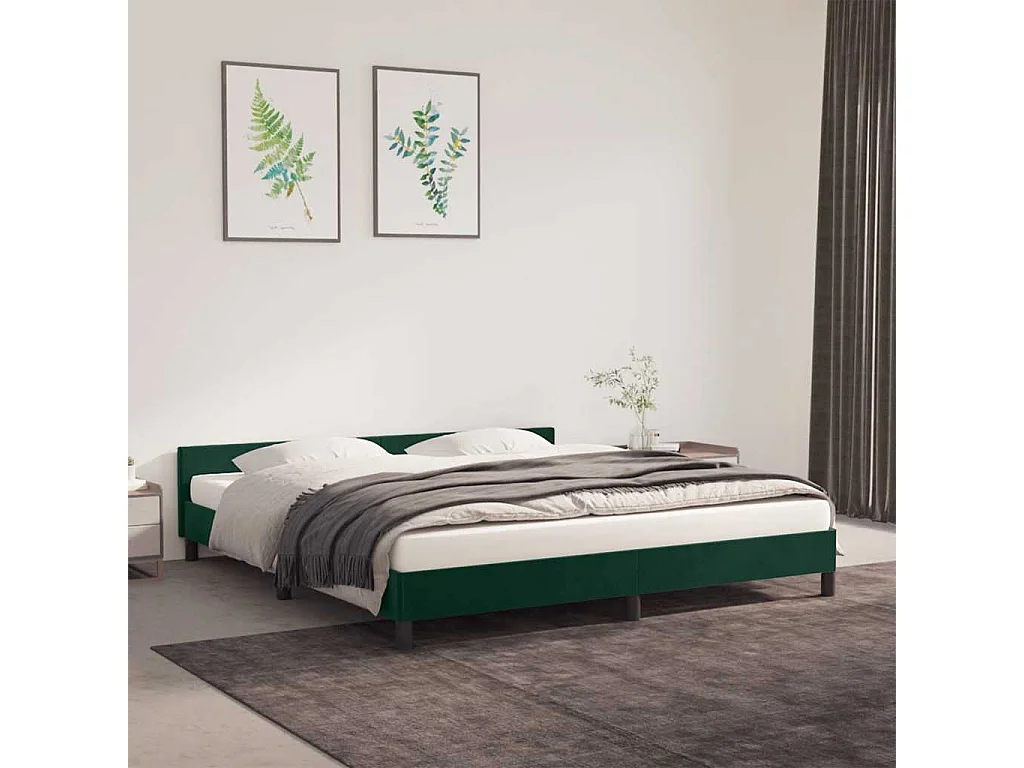Cadre de lit sans matelas vert foncé 180x200 cm velours