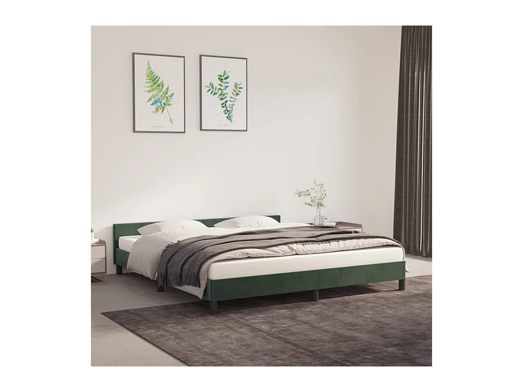Cadre de lit sans matelas vert foncé 180x200 cm velours