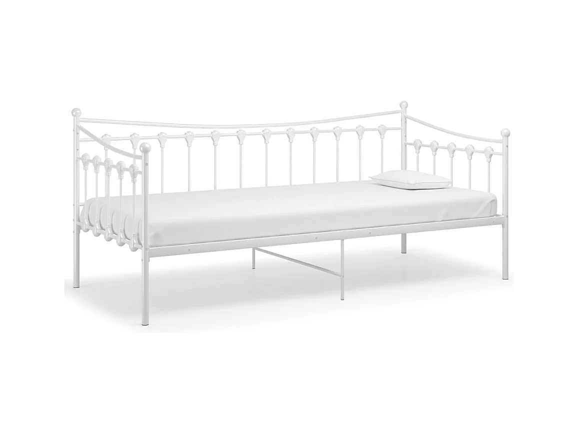 Cadre de canapé-lit sans matelas blanc métal 90x200 cm