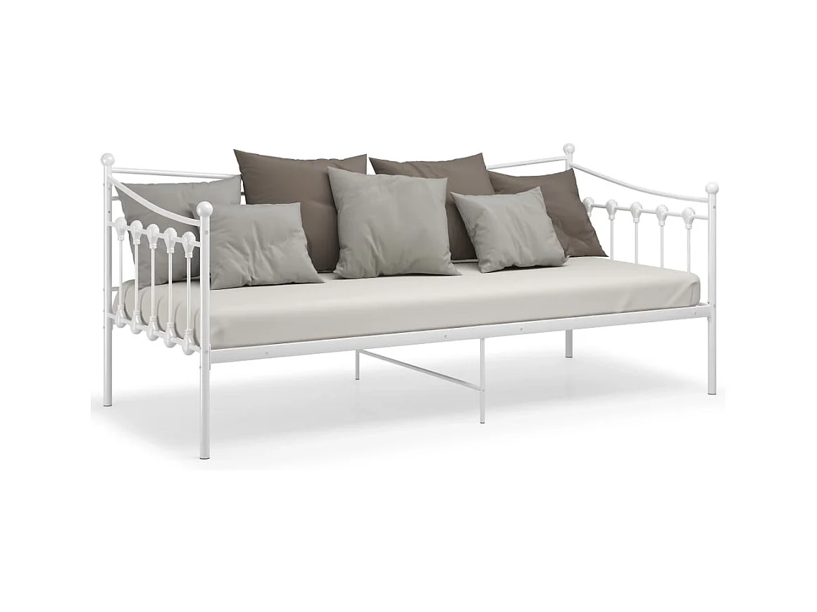 Cadre de canapé-lit sans matelas blanc métal 90x200 cm
