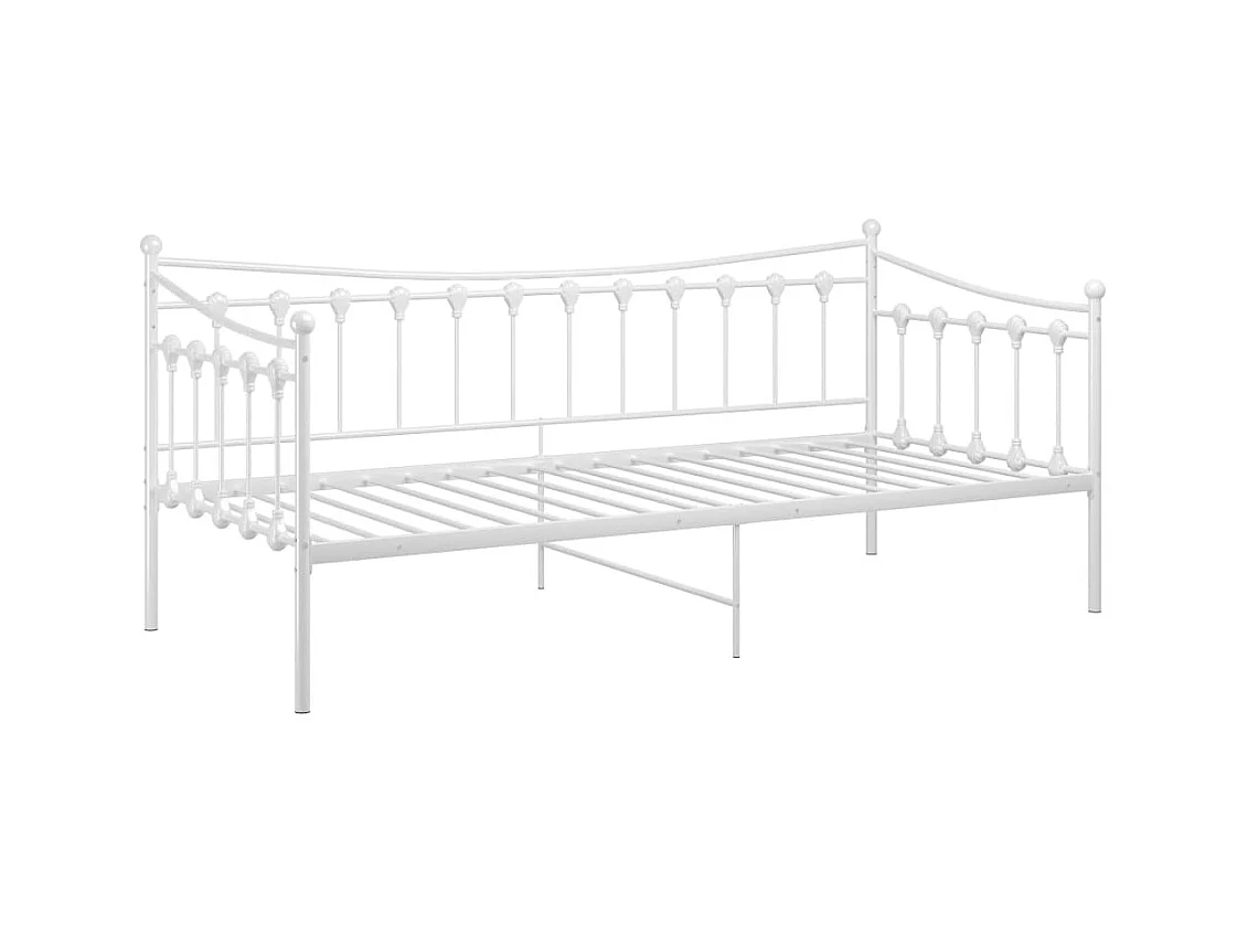 Cadre de canapé-lit sans matelas blanc métal 90x200 cm