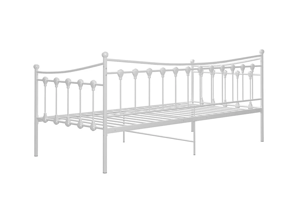 Cadre de canapé-lit sans matelas blanc métal 90x200 cm