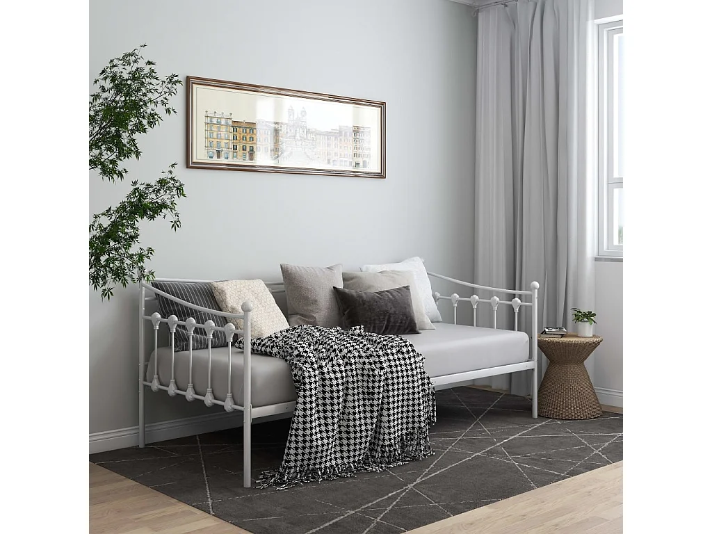 Schlafsofa Bettgestell Weiß Metall 90x200 cm