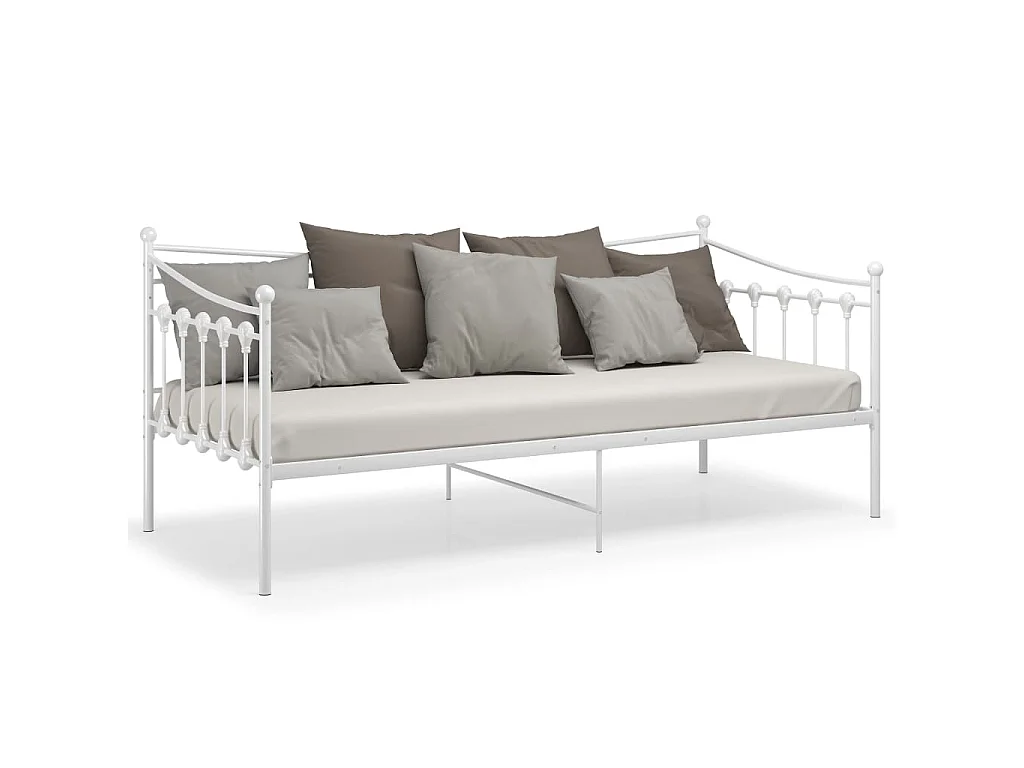 Cadre de canapé-lit sans matelas blanc métal 90x200 cm