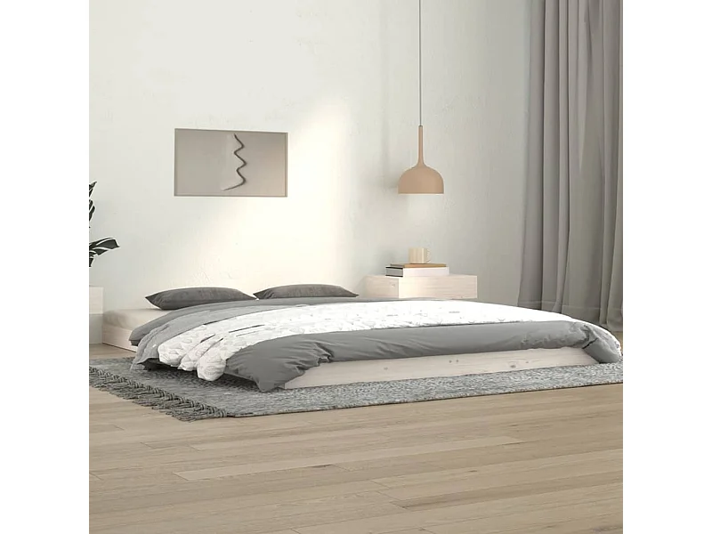 Letto senza Materasso Bianco 140x190 cm Legno Massello di Pino