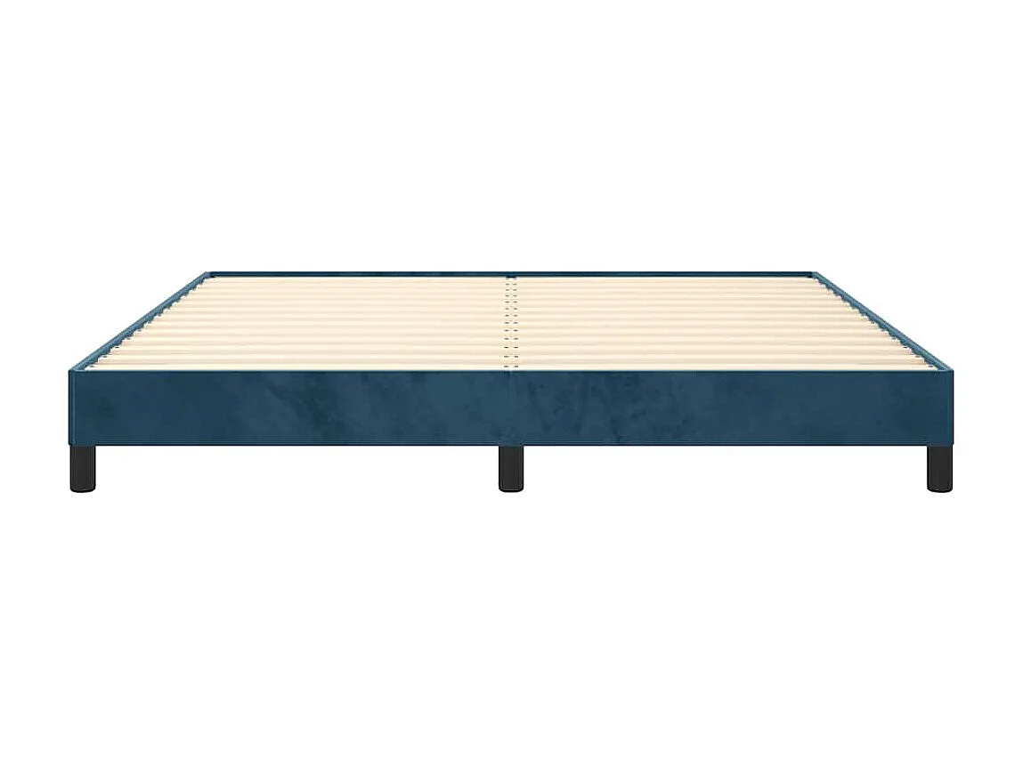 Cadre de lit sans matelas bleu foncé 160x200 cm velours