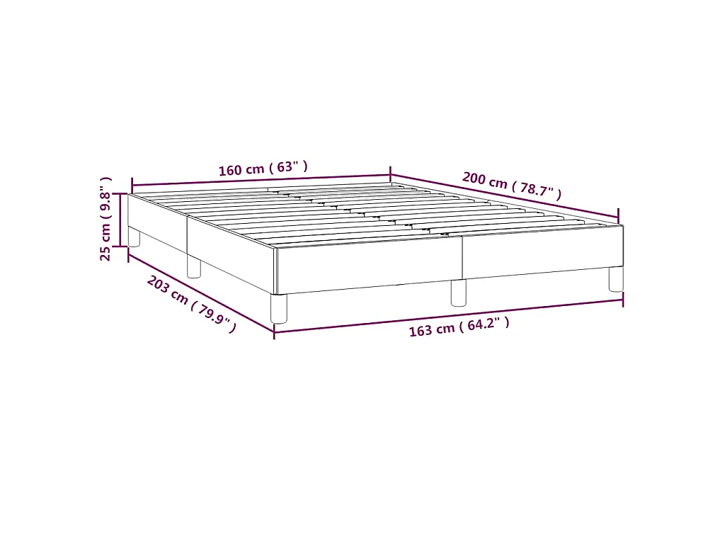 Cadre de lit sans matelas bleu foncé 160x200 cm velours