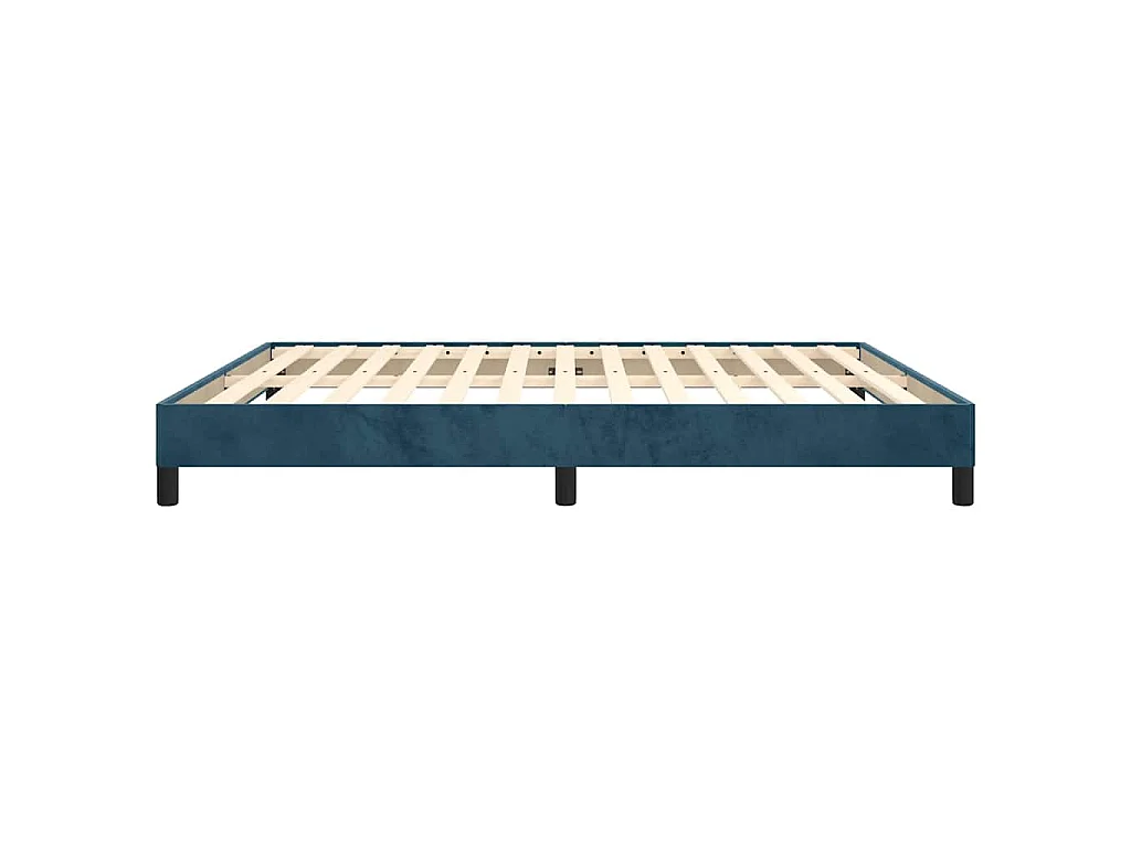 Cadre de lit sans matelas bleu foncé 160x200 cm velours