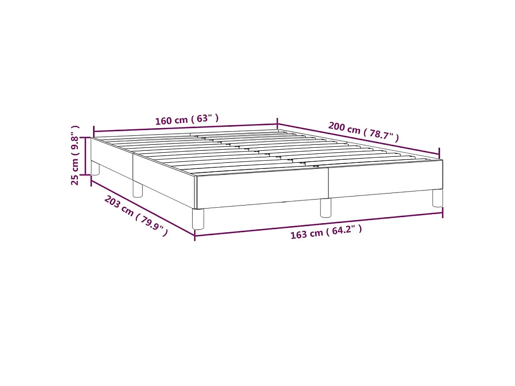 Cadre de lit sans matelas bleu foncé 160x200 cm velours