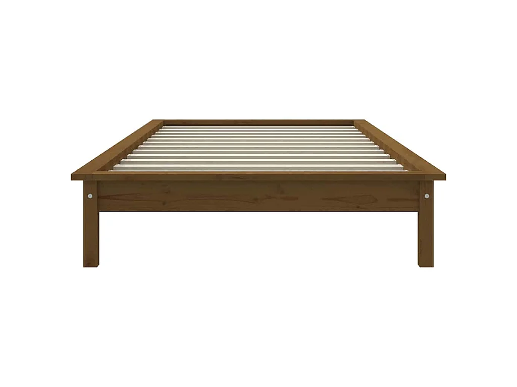 Cadre de lit sans matelas marron miel bois massif