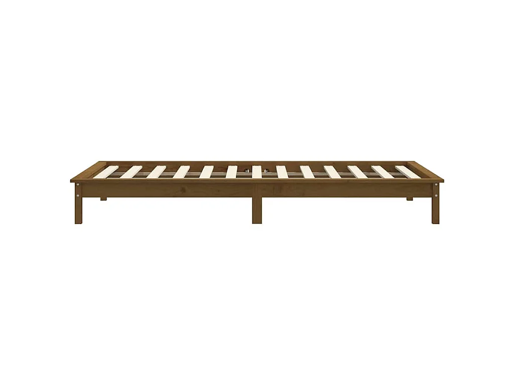 Cadre de lit sans matelas marron miel bois massif