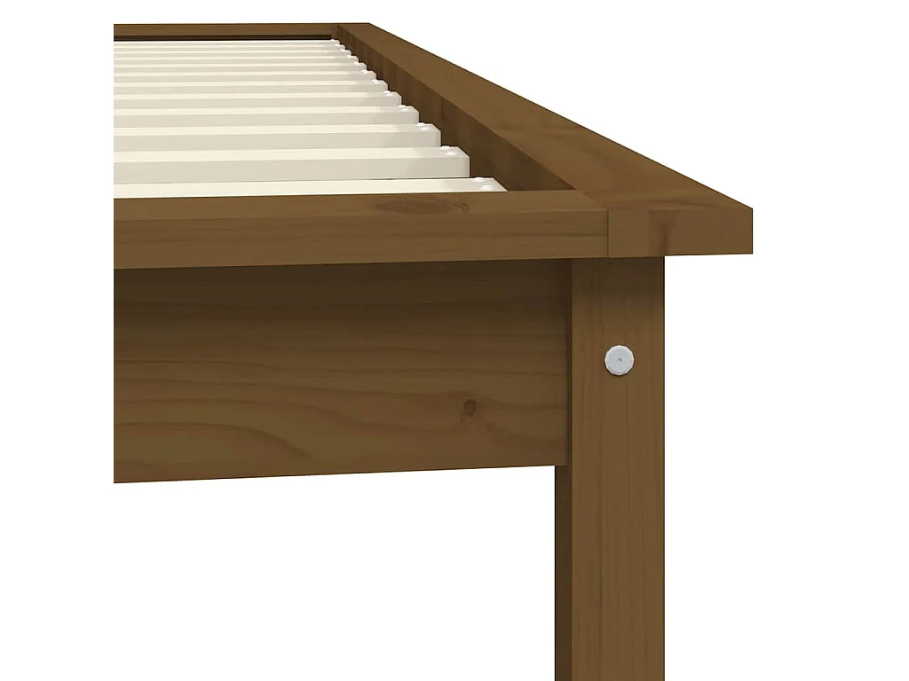 Cadre de lit sans matelas marron miel bois massif