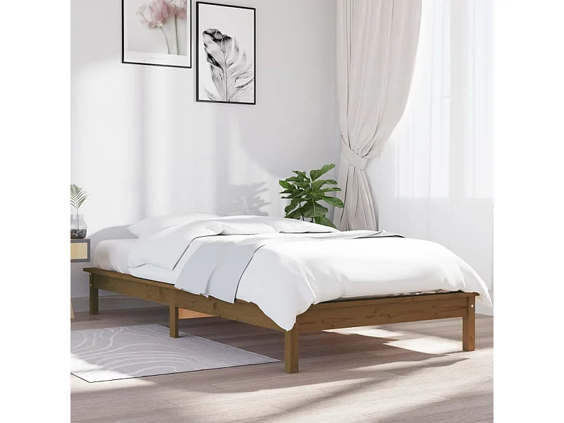 Bedframe massief grenenhout honingbruin 90x190 cm