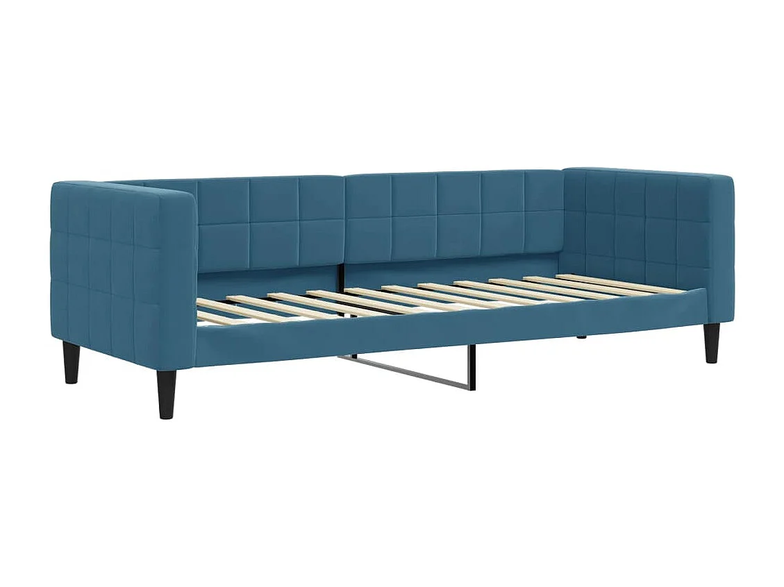Slaapbank met onderschuifbed en lades 80x200 cm fluweel blauw