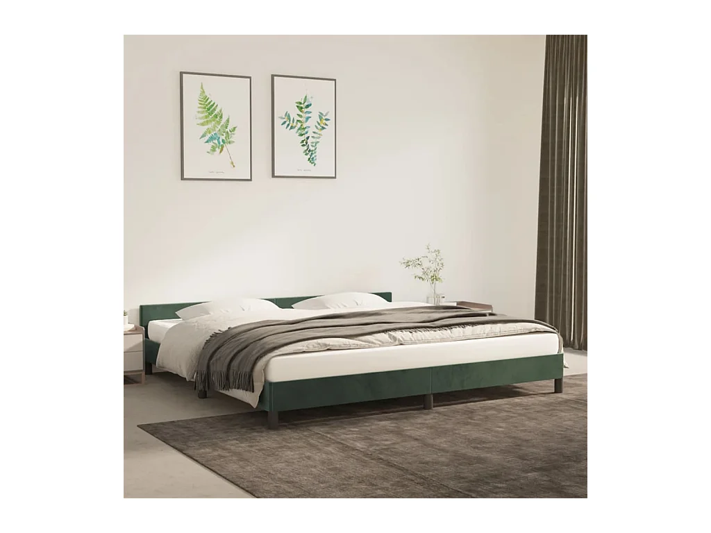Cadre de lit sans matelas vert foncé 200x200 cm velours