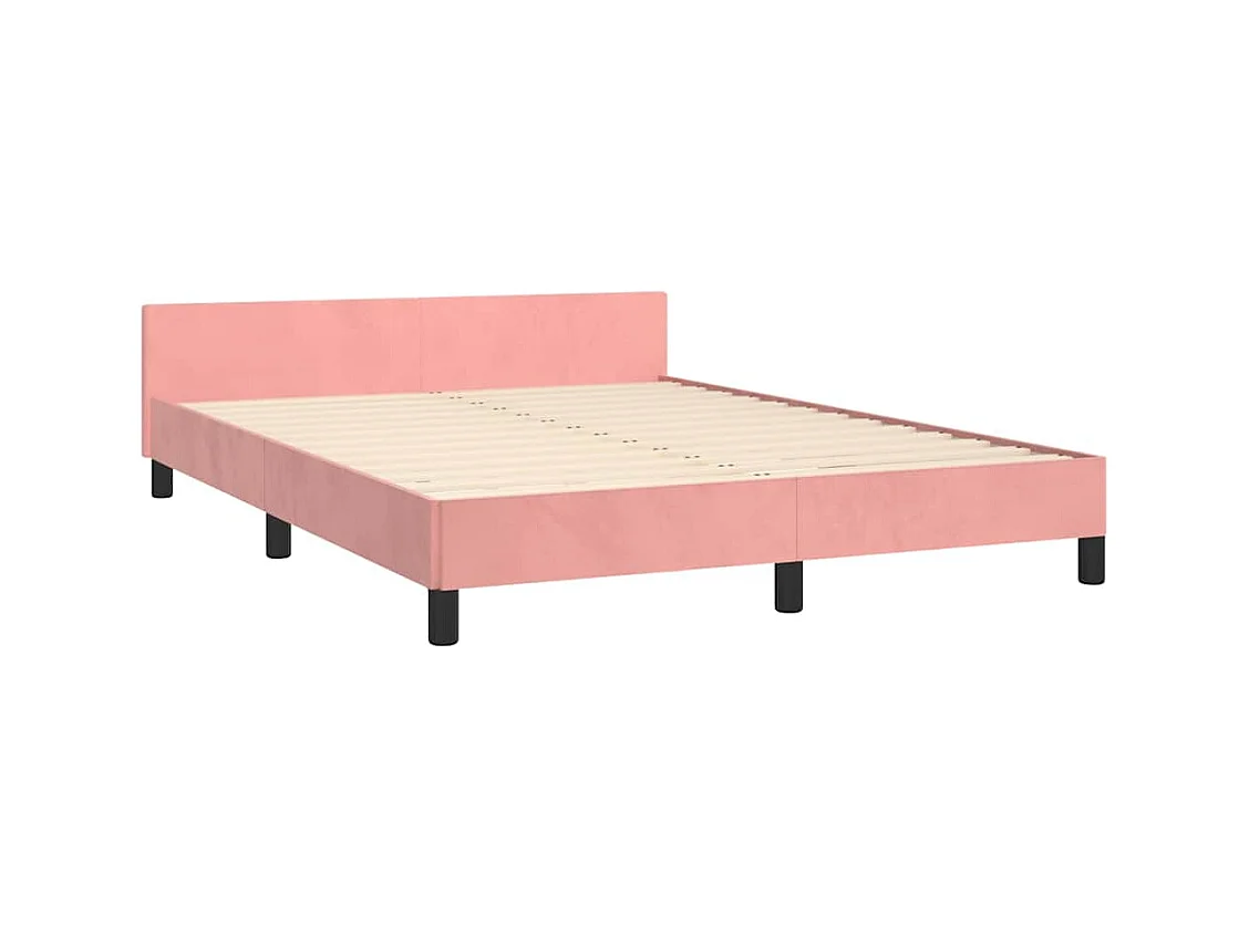 Giroletto con Testiera senza Materasso Rosa 140x200 cm Velluto