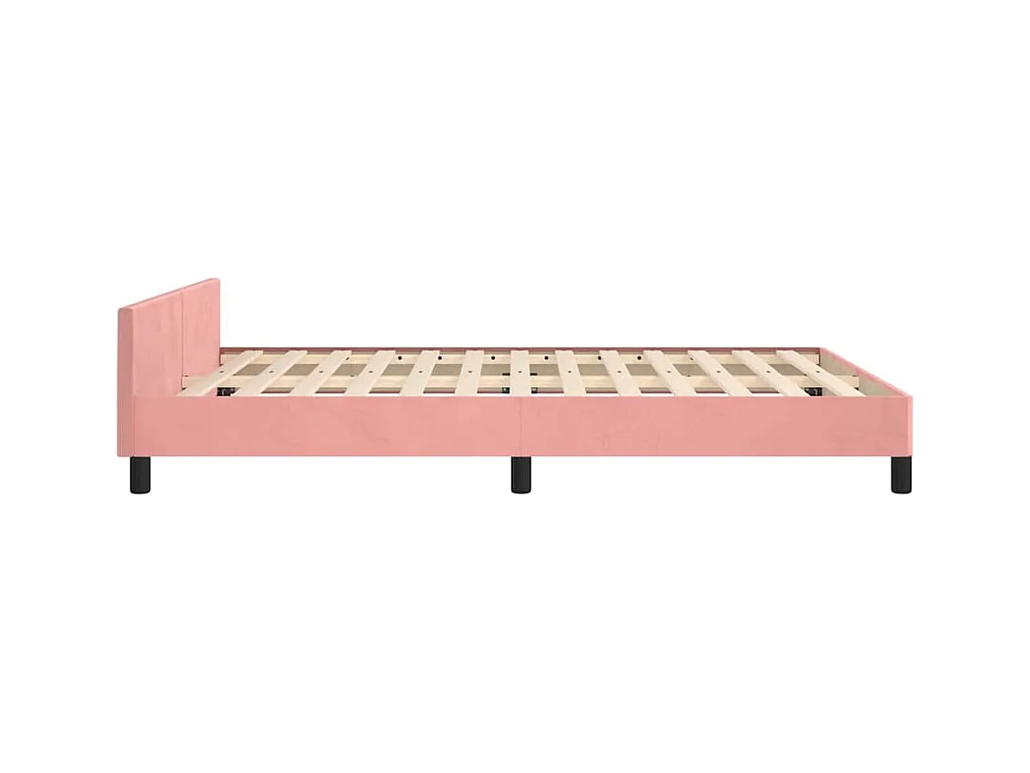 Giroletto con Testiera senza Materasso Rosa 140x200 cm Velluto