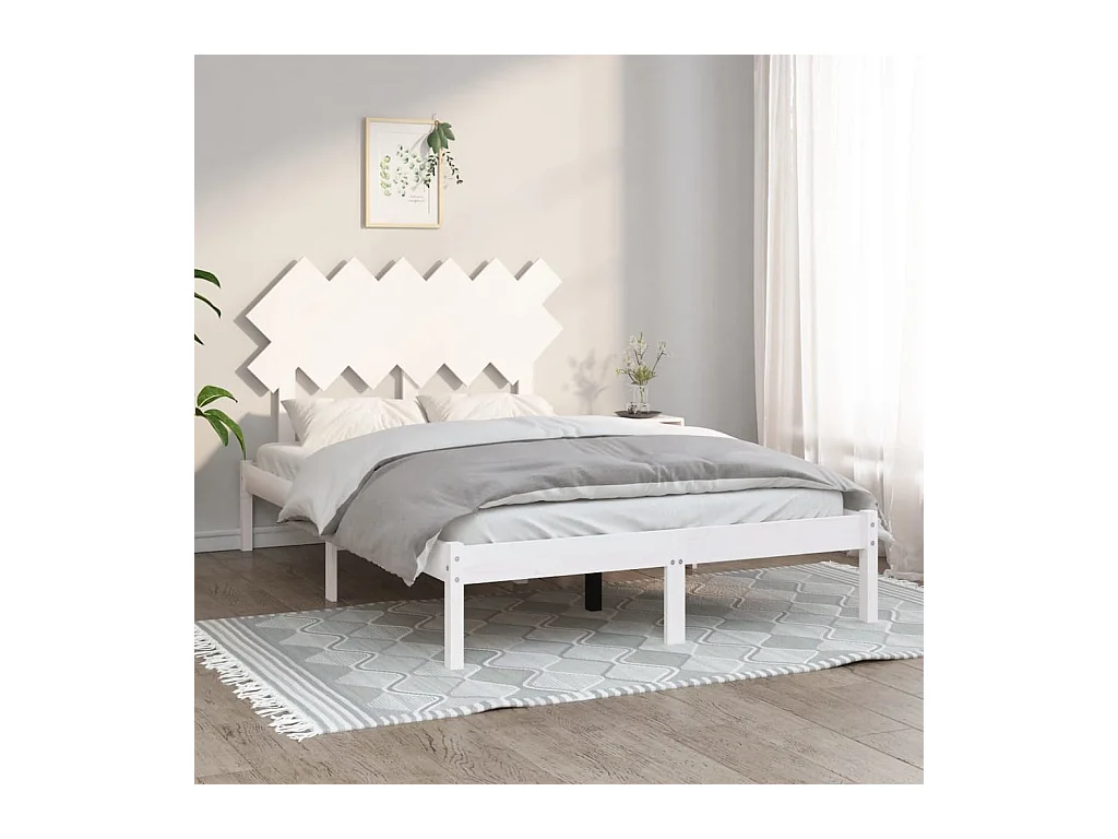 Bedframe massief hout wit 120x200 cm