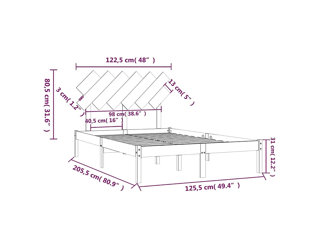 Massivholzbett Weiß 120x200 cm