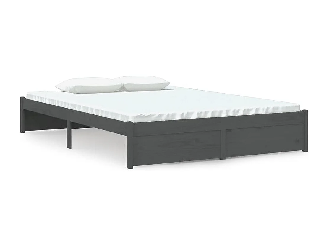 Estrutura de cama 140x190 cm madeira maciça cinzento