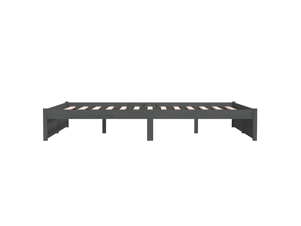 Cadre de lit sans matelas gris bois massif 140x190 cm