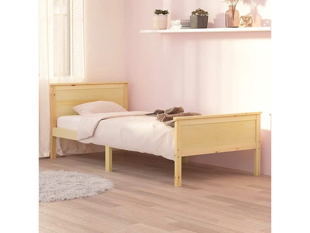 Cadre de lit sans matelas bois de pin massif 90x200 cm