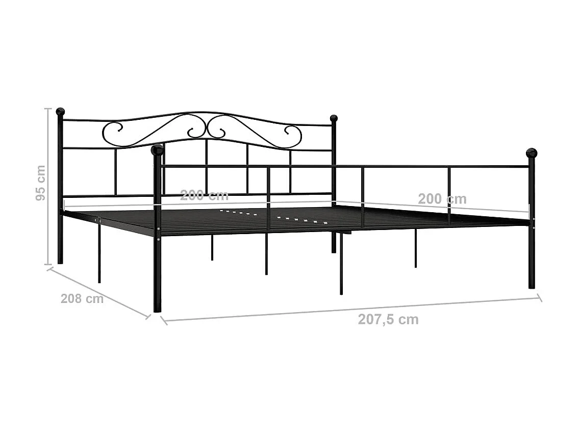 Bettgestell Schwarz Metall 200×200 cm