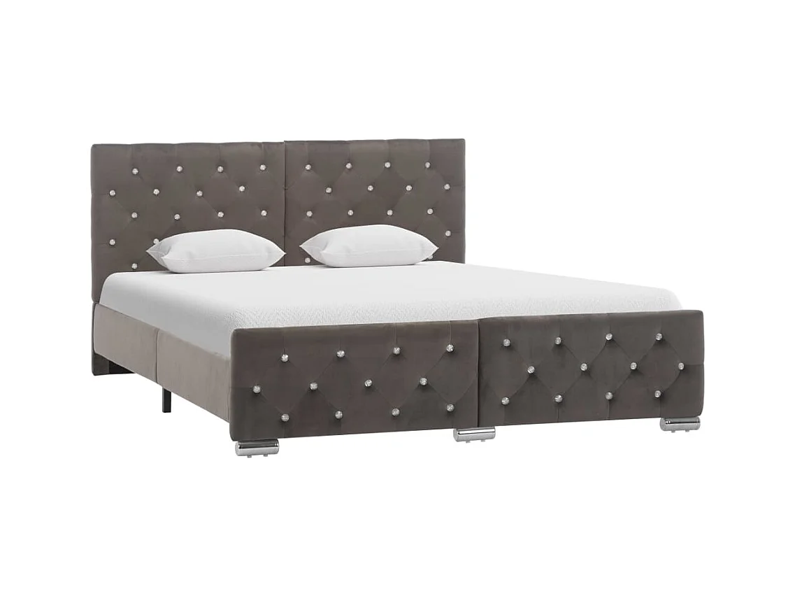 Cadre de lit sans matelas gris velours 140x200 cm