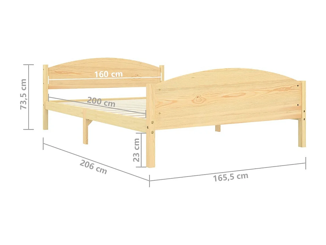 Cadre de lit sans matelas bois massif de pin 160x200 cm