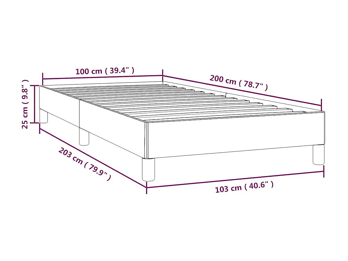 Cadre de lit sans matelas bleu foncé 100x200 cm velours
