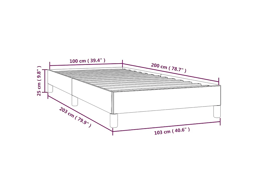 Cadre de lit sans matelas bleu foncé 100x200 cm velours