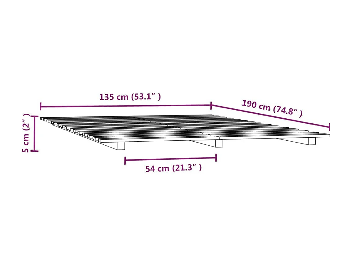 Bedframe massief grenenhout 135x190 cm