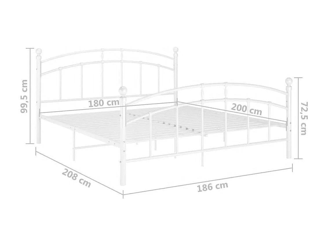 Bettgestell Weiß Metall 180x200 cm