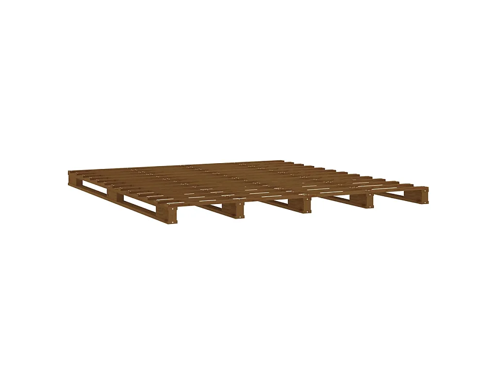 Cama de palets de madera maciza de pino marrón miel 120x200 cm