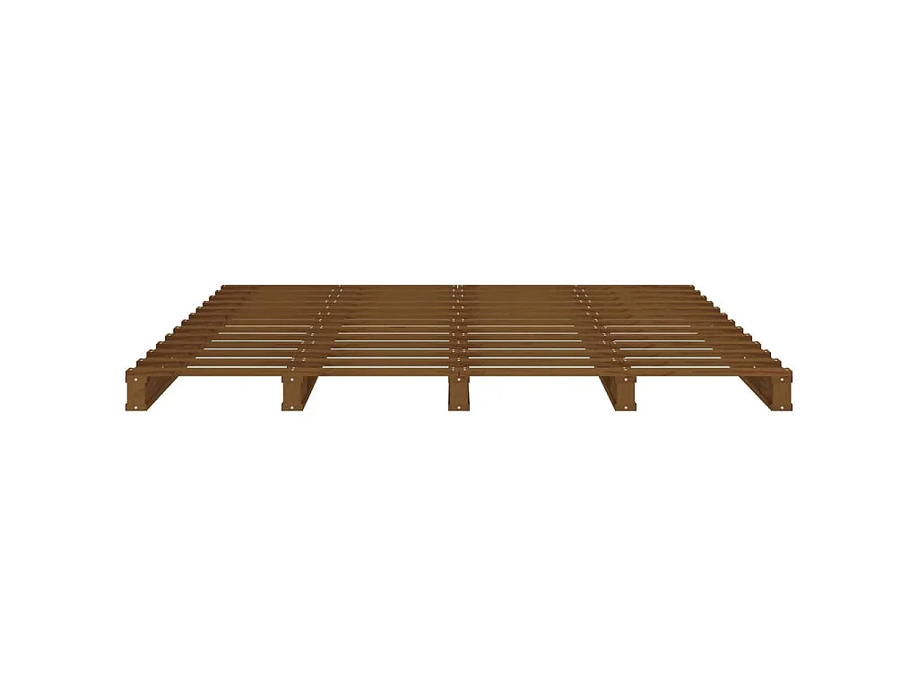 Cama de palets de madera maciza de pino marrón miel 120x200 cm